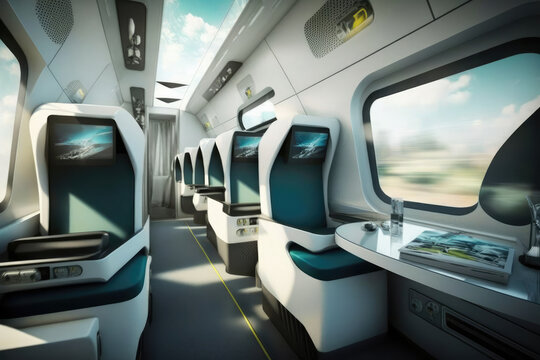 inside the high-speed train of the future. Generative AI