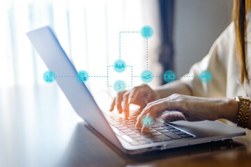 Business people is working on desk and plan process flow on visual screen.