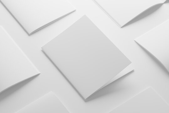 US Letter Brochure Catalog White Blank 3D Rendering Mockup