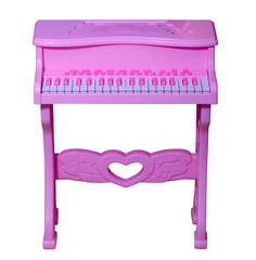 toy pink piano on white background isolation