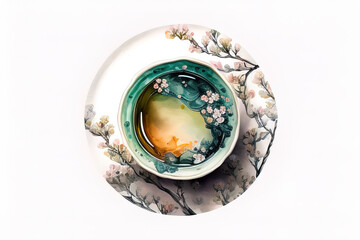 porcelain floral tea cup