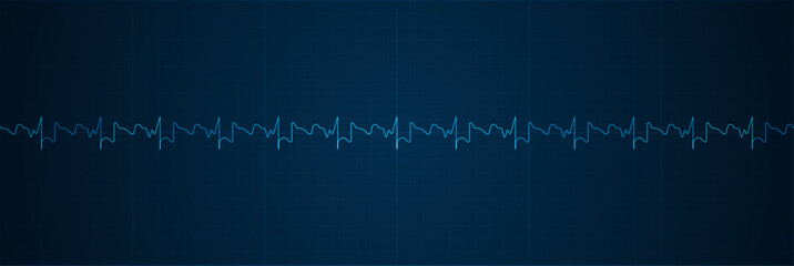 Emergency ekg monitoring. Blue glowing neon heart pulse. Heart beat. Electrocardiogram