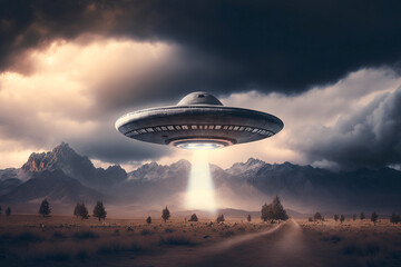 UFO over nature. Generative AI