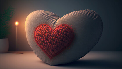 Fototapeta premium Pillow red heart - Heart on bed
