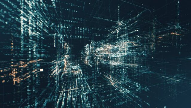 Social media particle like text appear on the data technology background