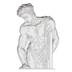 Escultura hombre fuerte 2d, dios de la fuerza y el deporte, aesthetic, sin fondo, creada con IA generativa