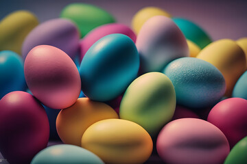 Sweet colorful easter eggs background national holiday celebration concepts made with Generative AI