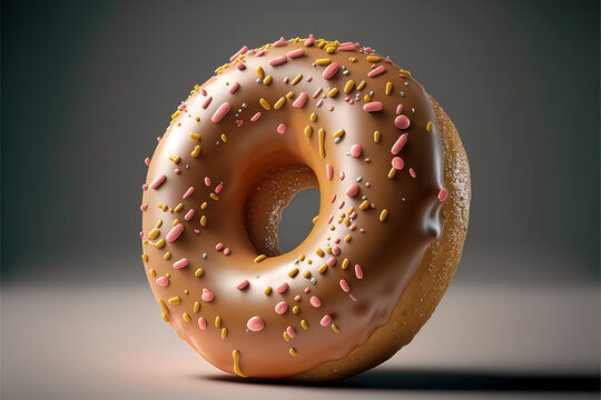 A close up of a doughnut with sprinkles, Generative Ai