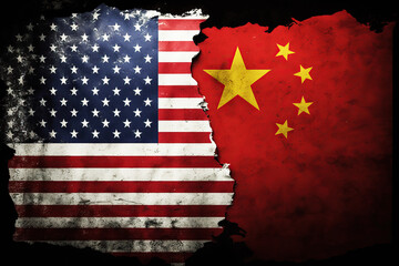 USA versus China, Vector illistration, Generative AI