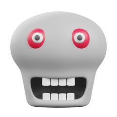 3D funny skull emoji. Emoticons faces with facial expressions.