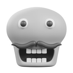 3D funny skull emoji. Emoticons faces with facial expressions.