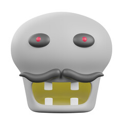 3D funny skull emoji. Emoticons faces with facial expressions.