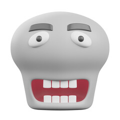 3D funny skull emoji. Emoticons faces with facial expressions.