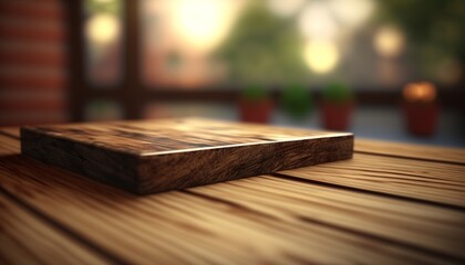 Wooden board and wooden table, for products display and merchandising. AI generative.
