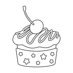 Cupcake vector icon.Outline vector icon isolated on white background cupcake.