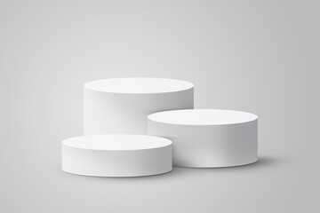 Product stage display mockup for presentation on isolated 3d background. Minimal podium scene for products show off. Stand to show cosmetic products. Stage showcase on pedestal studio on white podium.