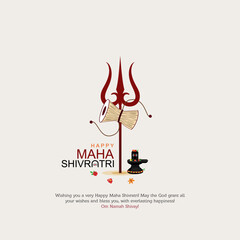 Hindu festival Maha Shivratri. Vector illustration of Shivratri, Maha Shivratri with hindi massage happy maha shivratri