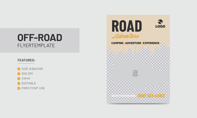 Off-road flyer poster template road adventure poster design 
