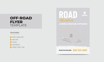 Off-road flyer poster template road adventure poster design 