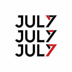 July word design with number 7 on letter Y.