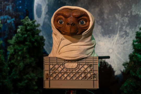 Istanbul, Turkey - February 10, 2023: Wax sculpture of E.T. at Madame Tussauds Istanbul.