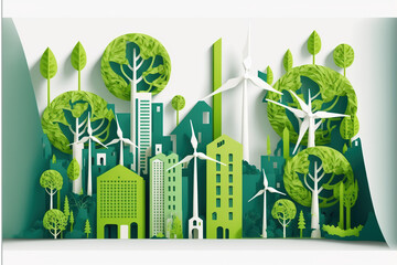 Fototapeta na wymiar environmental friendly green city with sustainable energy conservation . Sublime Generative AI image .