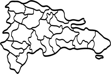 doodle freehand drawing of dominican map.
