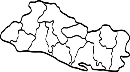 doodle freehand drawing of el salvador map.