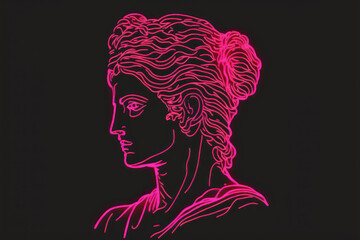 Escultura clásica estilo aesthethic neon rosa, creada con IA generativa
