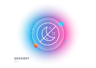 Insomnia line icon. Gradient blur button with glassmorphism. No sleep sign. Night sleeplessness symbol. Transparent glass design. Insomnia line icon. Vector