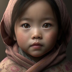 asian baby face portrait Ai generative