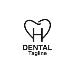 line art letter h dental logo design