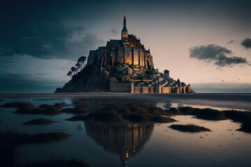 Obraz premium Mont Saint-Michel: Normandy, France, Travel photography. AI-Generated