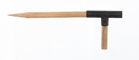 wooden rural stake isolated on white background