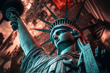 Fototapeta na wymiar Statue of Liberty: New York, Travel photography. AI-Generated