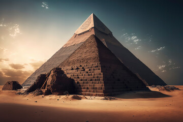 Naklejka na ściany i meble The Great Pyramid of Giza: Cairo, Egypt, Travel photography. AI-Generated