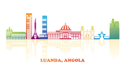 Colourfull Skyline panorama of city of Luanda, Angola - vector illustration