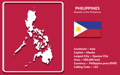 Philippines map design in 3d style with national flag