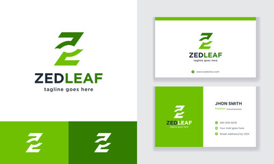Letter Z initial logo design with abstract leaf, Letter Z logo design