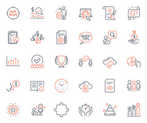 Fototapeta premium Education icons set. Included icon as Fake news, Teamwork and Creative painting web elements. Pie chart, Checklist, Rating stars icons. Check investment, File storage, Inspect web signs. Vector