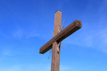 a summit cross in the alps near Serfaus in Austria