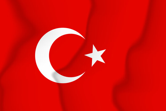 The national flag of Turkey. Silk flag. Vector illustration in EPS  10 format
