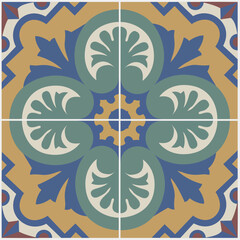 Ceramic Tiles. Hydraulic ceramic. Digital design. Floral decorative ornament.