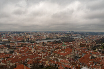 Fototapeta na wymiar Panoramic aerial views of the city of prague