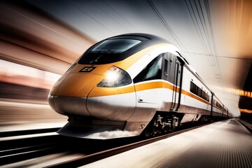 Obraz na płótnie Canvas High speed train with motion blur effect.