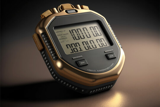 ai generated image of chrome digital stop watch