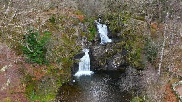 Eas Chia Aig Waterfalls Along the Shore of Lock Arkaig in Scotland