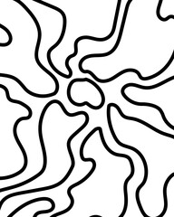 naive floral poster, abstract blossom print, hipster art poster,  hand drawn, outline wavy flower background