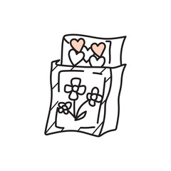 hearts in gift box, valentine card, concept art, doodle drawn valentine day cute sticker
