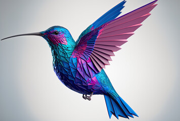 Obraz premium papercraft calibri bird origami pastel colours AI generative